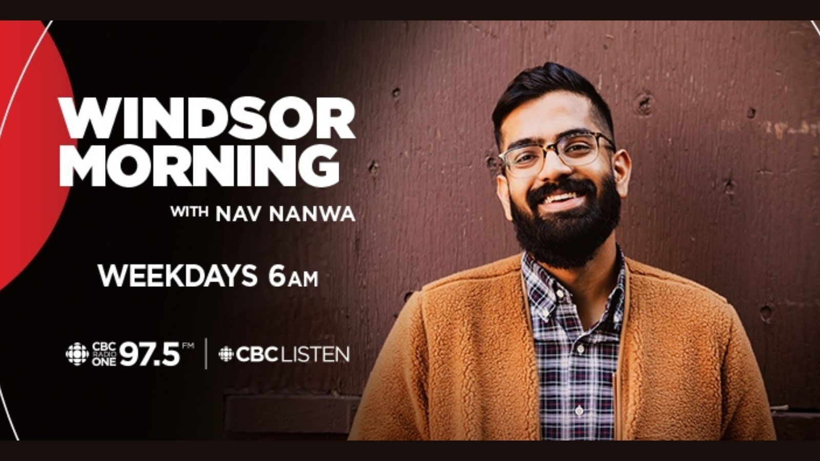 Poster for CBC's Ontario Morning radio show, featuring a photo of host Nav Nanwa.